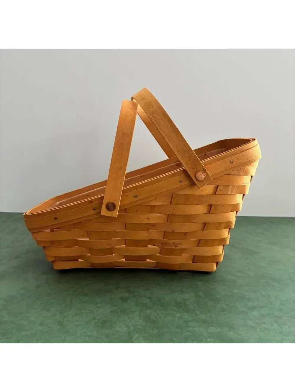 Longaberger Market Basket Signed 2000 Swing Handles Protector Liner Dresden OH